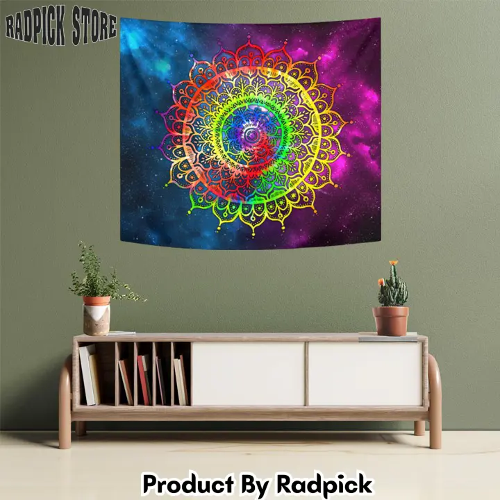 Psychedelic mandala tapestry custom mandala home decor eqr  rp5942621